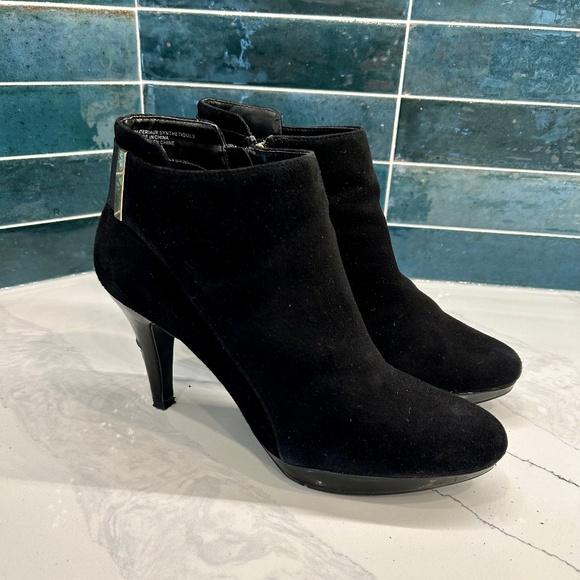Black Suede Leather ankle Boots size 8 - Picture 1 of 7